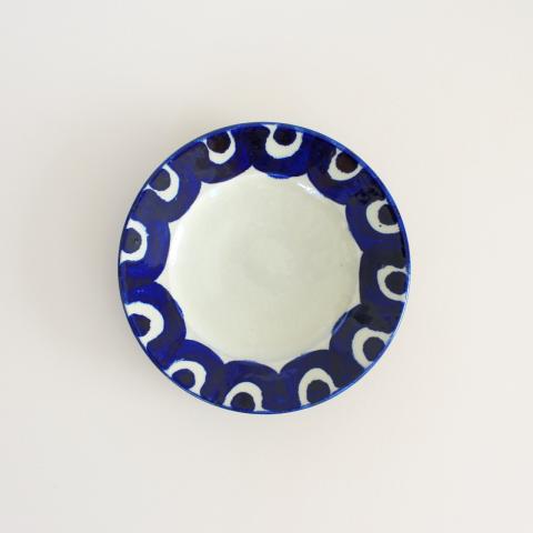 藍色丸文様6寸皿 - Quwan